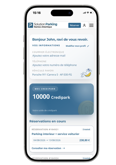 interface compte client credipark programme de fidelite solution parking nantes atlantique